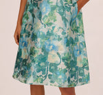 Metallic Floral Jacquard Midi Dress In Blue Multi