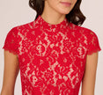 Cap Sleeve Lace Midi Dress In Red Nude