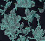 Floral Jacquard Shawl Collar Gown In Navy Multi