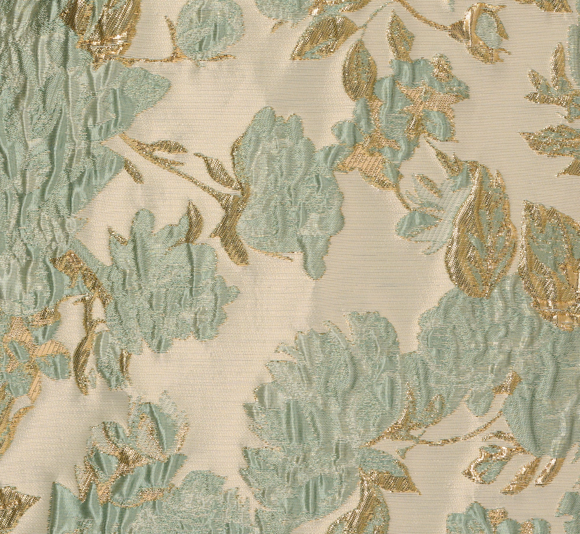 One Shoulder Beaded Metallic Floral Gown In Sage Multi