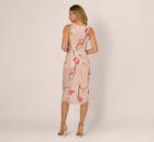 Sequin Floral Midi Sheath Dress In Silver Blush Multi