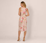Sequin Floral Midi Sheath Dress In Silver Blush Multi