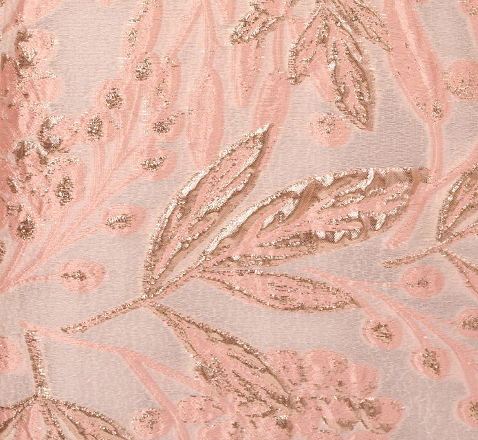 Off Shoulder 3D Floral Jacquard Gown In Blush