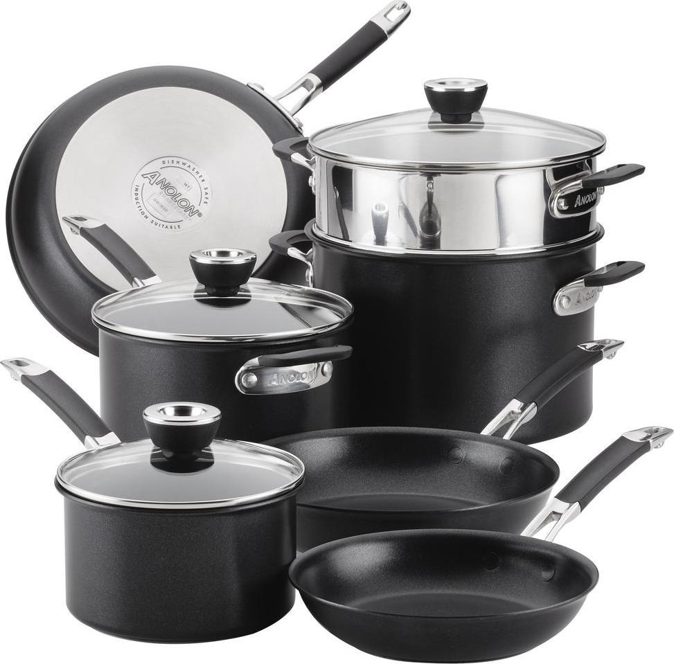 Anolon - 10 PC Smart Stack Hard Anodized Nesting Cookware Set - 87537