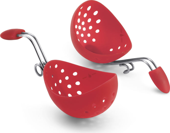 Cuisipro - 2 PC Carded 6.5" x 4" Silicone Red Egg Poachers - 747182