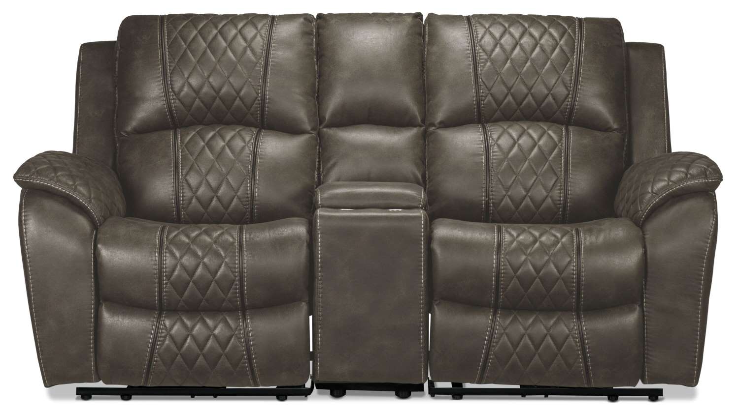 Wesley Dual Power Reclining Loveseat with Console - Granite