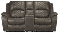 Wesley Dual Power Reclining Loveseat with Console - Granite