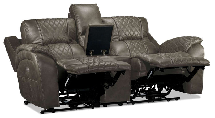 Wesley Dual Power Reclining Loveseat with Console - Granite
