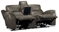 Wesley Dual Power Reclining Loveseat with Console - Granite