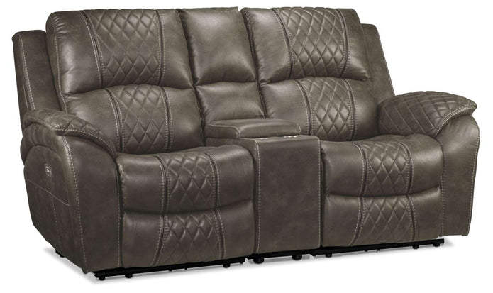 Wesley Dual Power Reclining Loveseat with Console - Granite