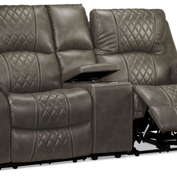 Wesley Dual Power Reclining Loveseat with Console - Granite