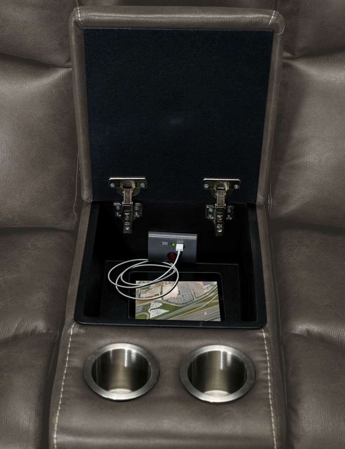 Wesley Dual Power Reclining Loveseat with Console - Granite