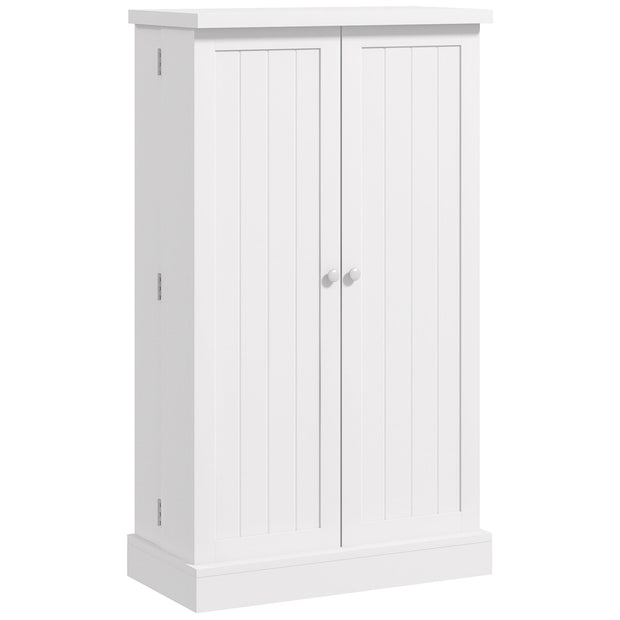 41-Inch White Freestanding Kitchen Pantry with Double Doors and 5-Tier Shelving