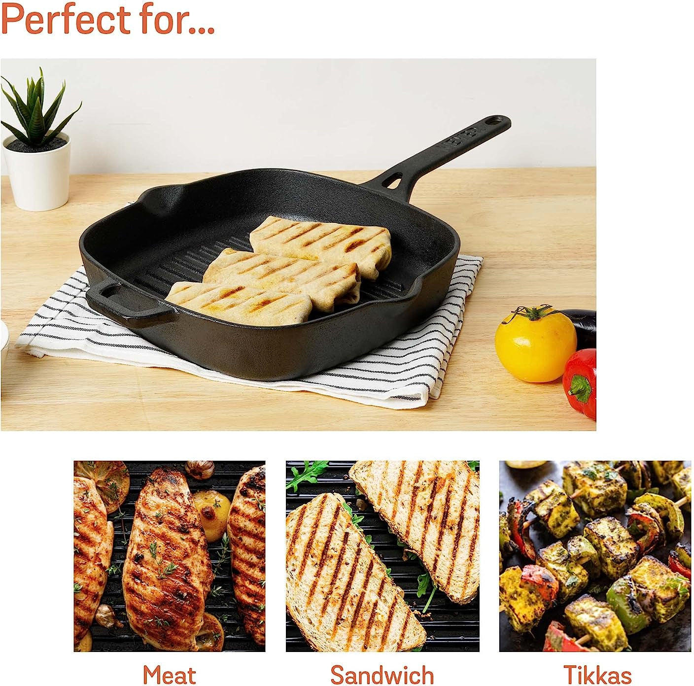 Meyer - 25 cm Cast Iron Grill Pan - 47763