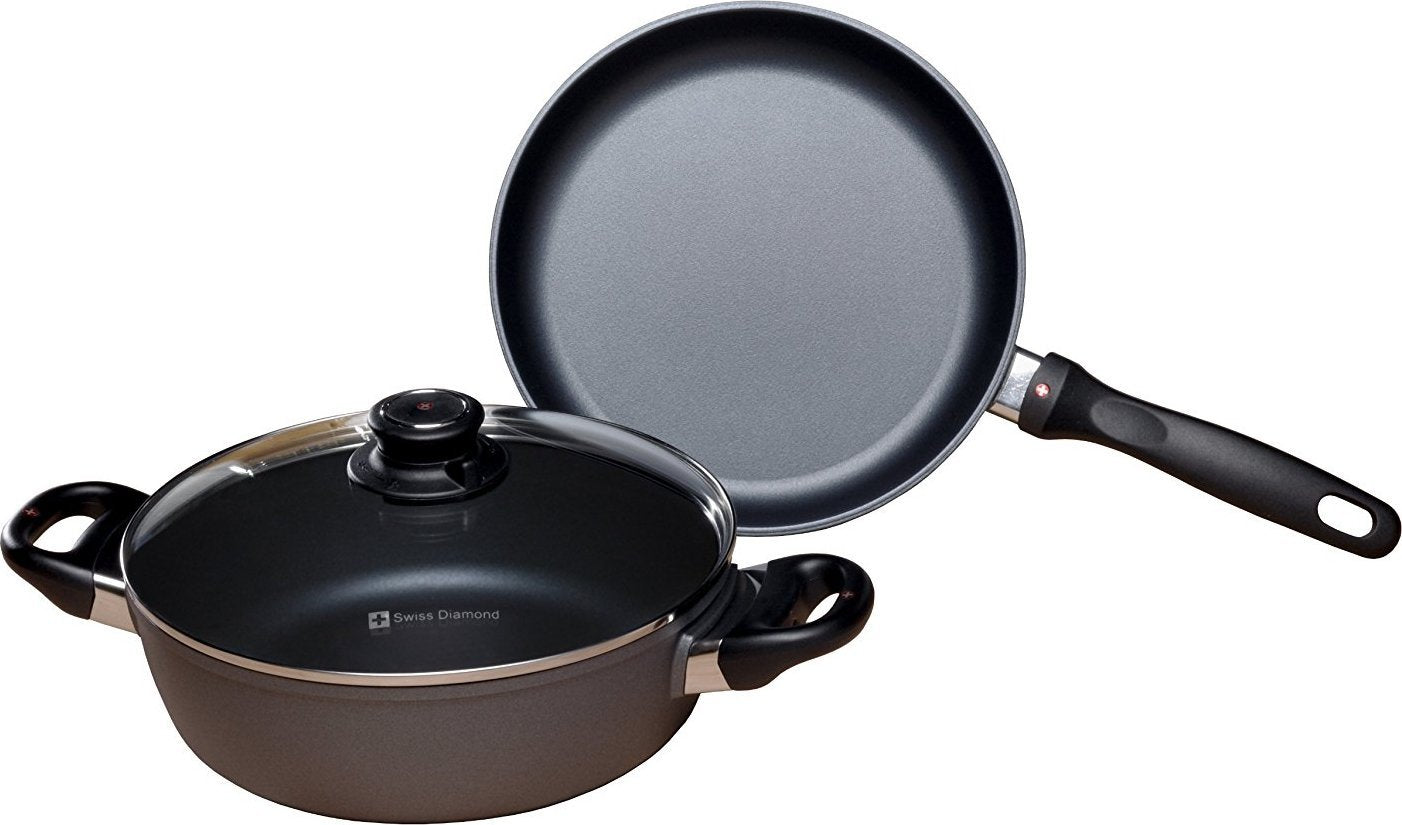 Swiss Diamond - 3 PC HD Classic Nonstick Fry Pan and Casserole with Lid - 6008