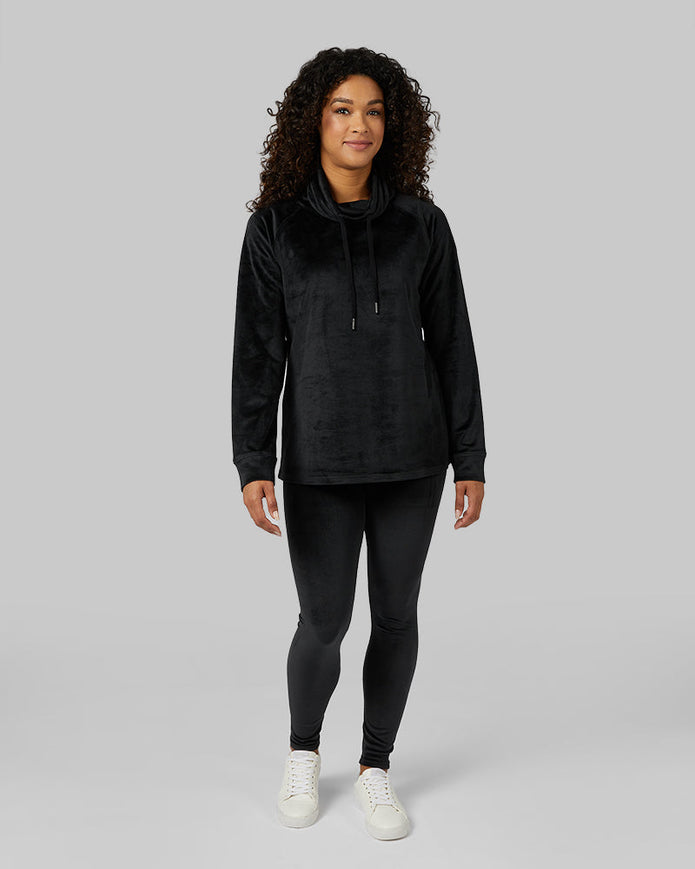 WOMEN'S SOFT VELOUR FUNNEL NECK TOP