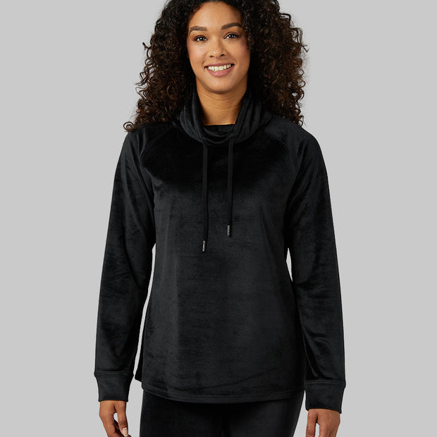 WOMEN'S SOFT VELOUR FUNNEL NECK TOP