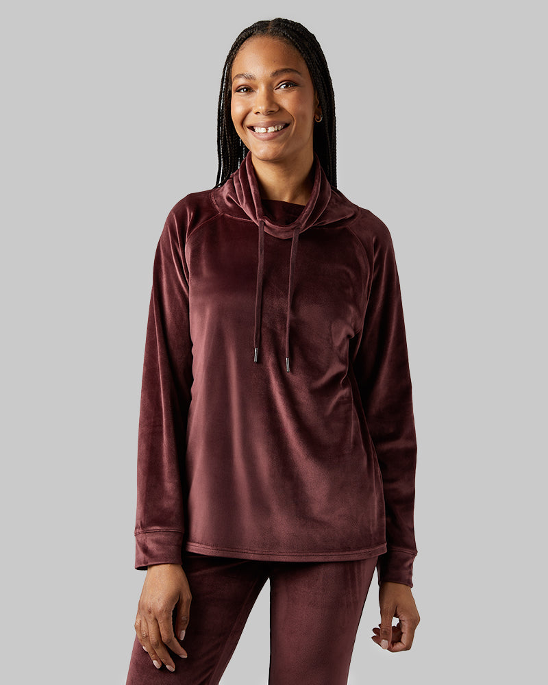 WOMEN'S SOFT VELOUR FUNNEL NECK TOP