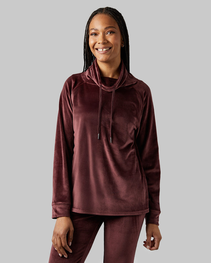 WOMEN'S SOFT VELOUR FUNNEL NECK TOP