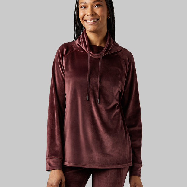 WOMEN'S SOFT VELOUR FUNNEL NECK TOP