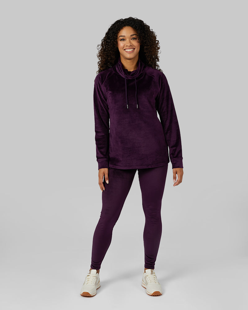 WOMEN'S SOFT VELOUR FUNNEL NECK TOP