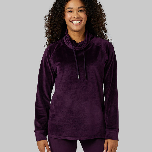 WOMEN'S SOFT VELOUR FUNNEL NECK TOP