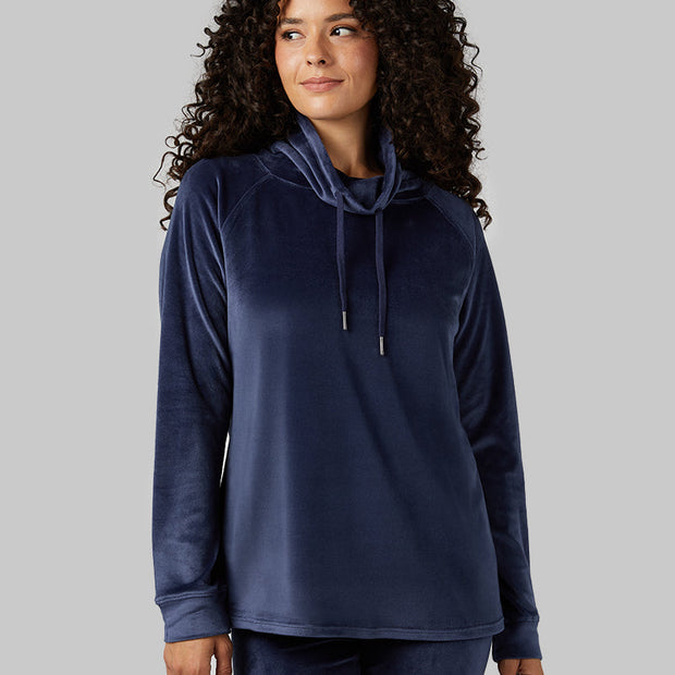 WOMEN'S SOFT VELOUR FUNNEL NECK TOP
