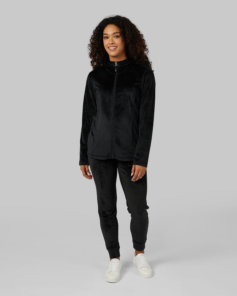 WOMEN'S SOFT VELOUR HOODED FULL-ZIP