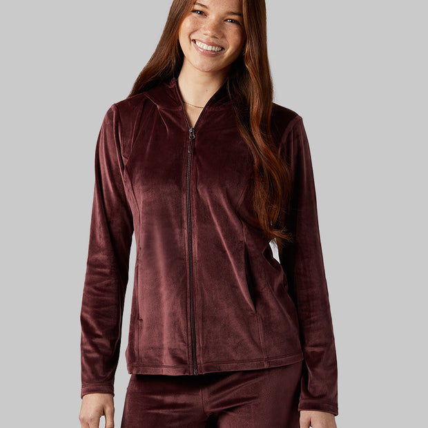 WOMEN'S SOFT VELOUR HOODED FULL-ZIP