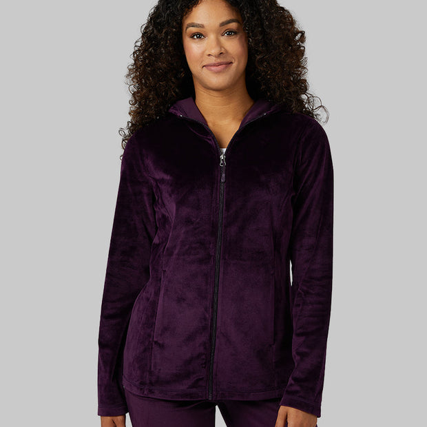WOMEN'S SOFT VELOUR HOODED FULL-ZIP