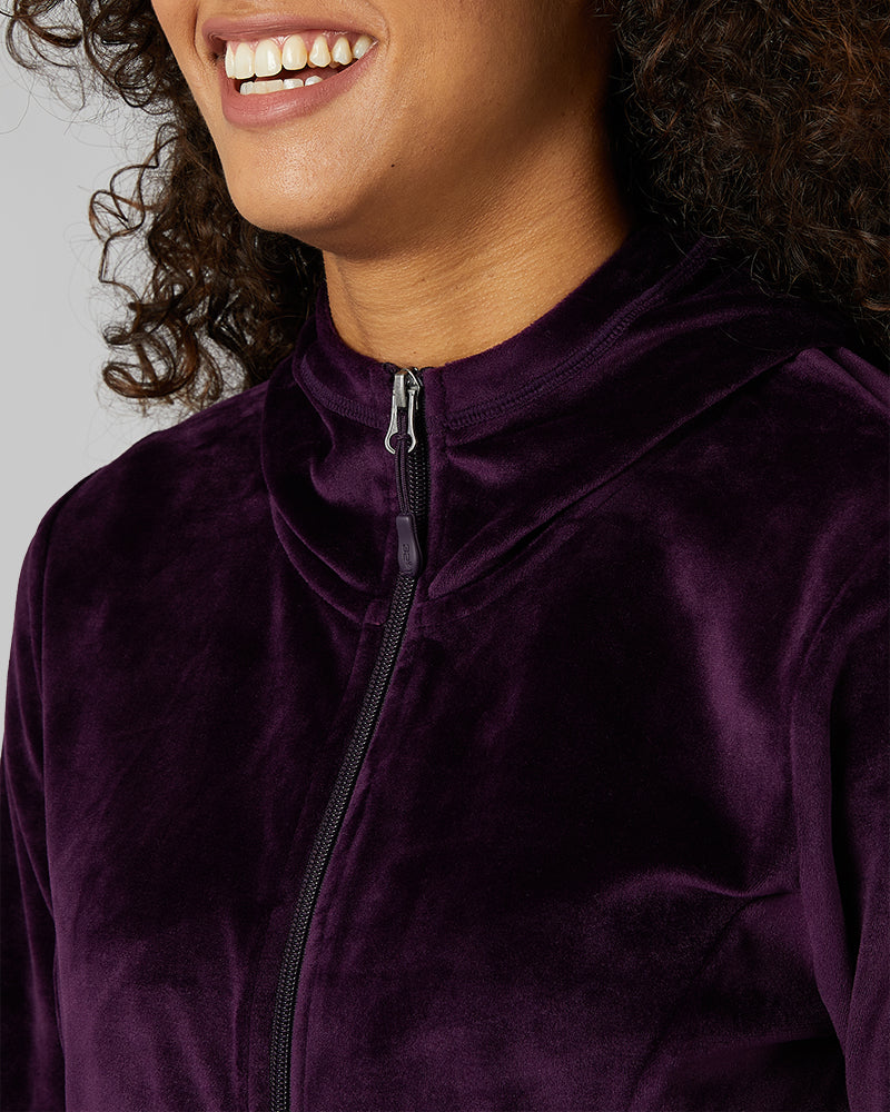 WOMEN'S SOFT VELOUR HOODED FULL-ZIP