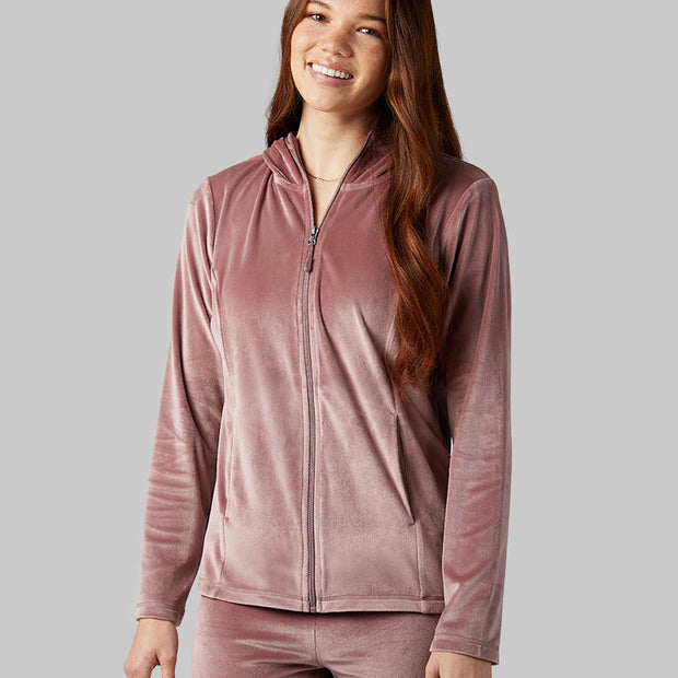 WOMEN'S SOFT VELOUR HOODED FULL-ZIP