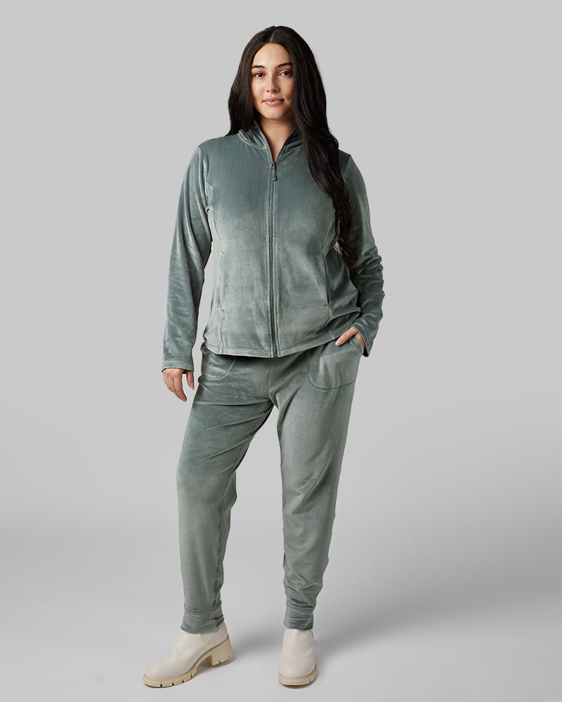 WOMEN'S SOFT VELOUR HOODED FULL-ZIP