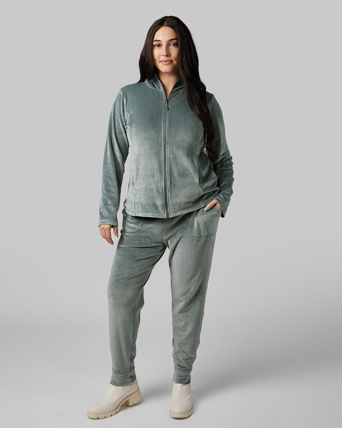 WOMEN'S SOFT VELOUR HOODED FULL-ZIP