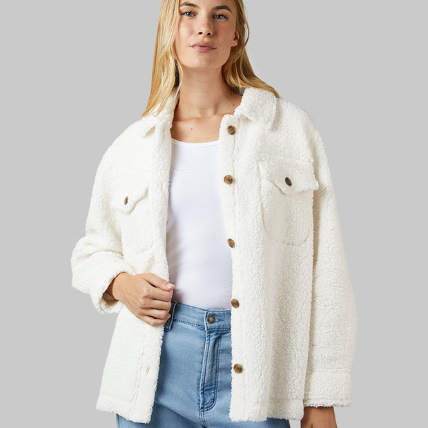 WOMEN'S COZY SHERPA SHIRT JACKET