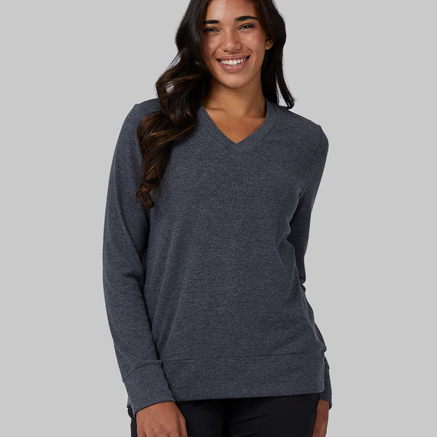WOMEN'S SOFT SWEATER KNIT VNECK TOP