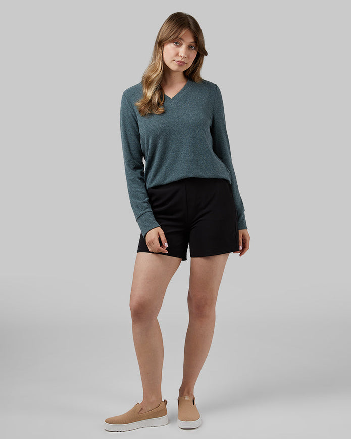 WOMEN'S SOFT SWEATER KNIT VNECK TOP