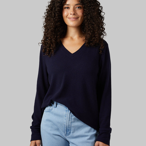 WOMEN'S SOFT SWEATER KNIT VNECK TOP