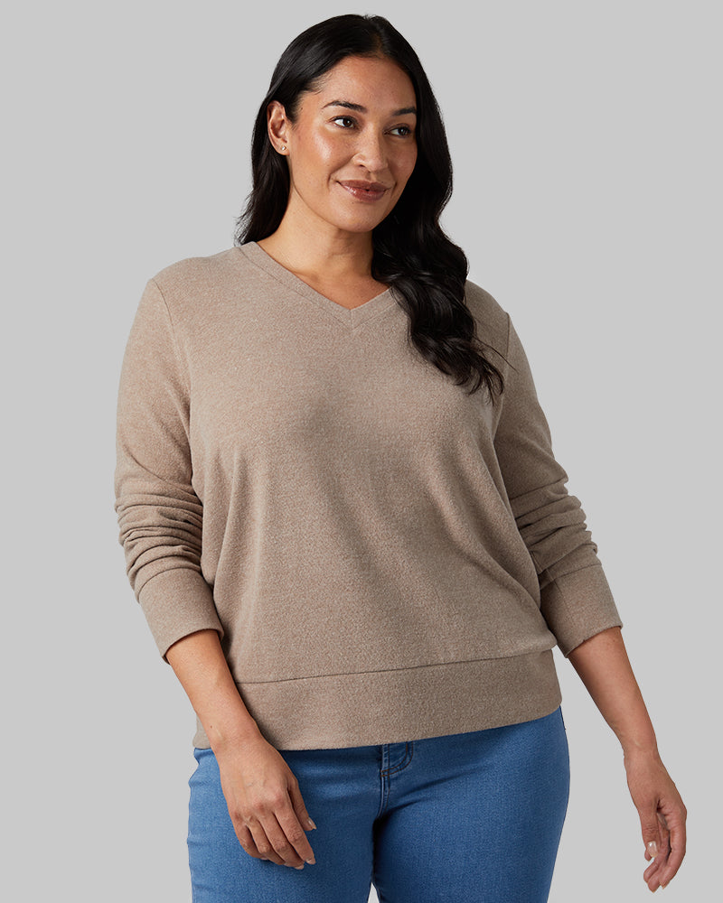 WOMEN'S SOFT SWEATER KNIT VNECK TOP