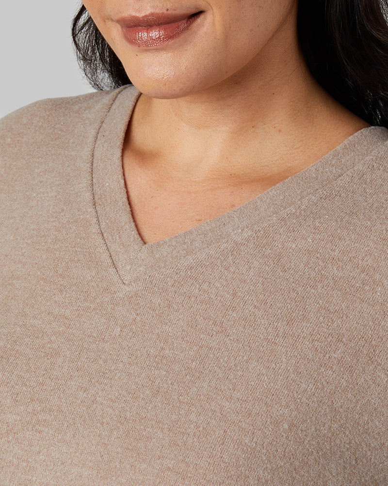 WOMEN'S SOFT SWEATER KNIT VNECK TOP