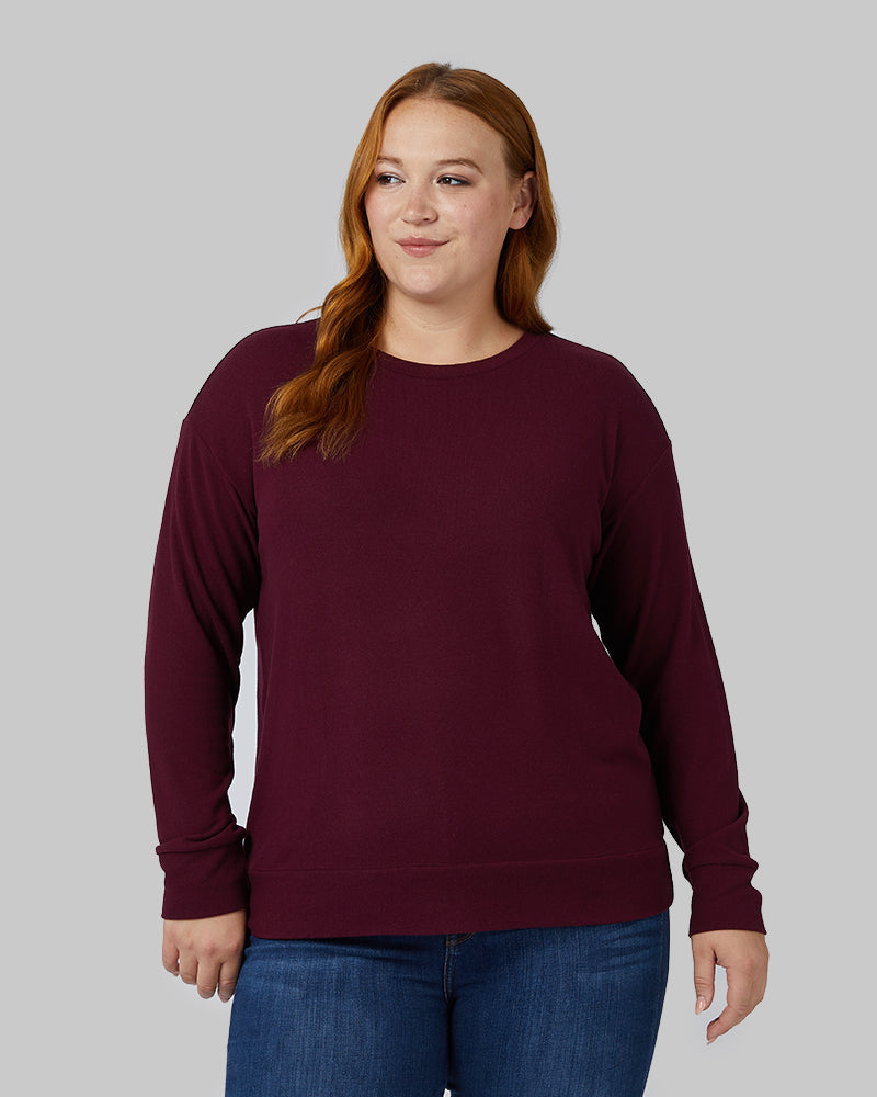 WOMEN'S SOFT SWEATER KNIT CREW TOP