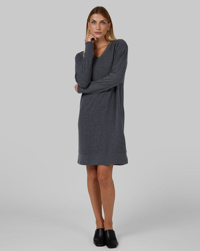 WOMEN'S SOFT SWEATER KNIT VNECK DRESS