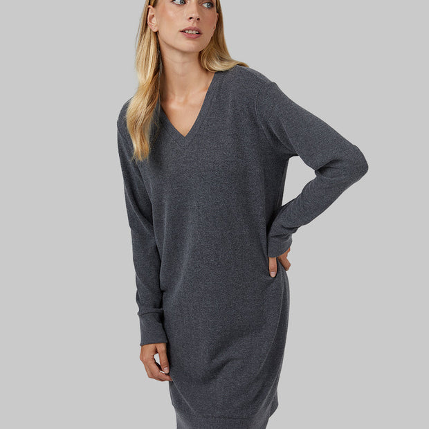 WOMEN'S SOFT SWEATER KNIT VNECK DRESS