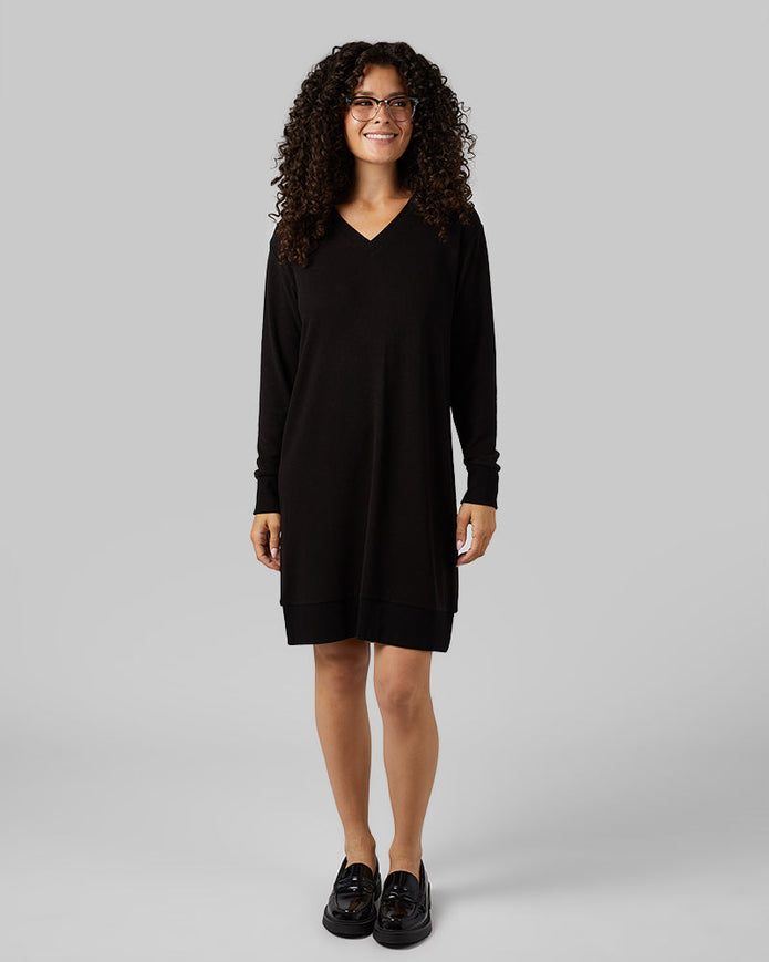 WOMEN'S SOFT SWEATER KNIT VNECK DRESS
