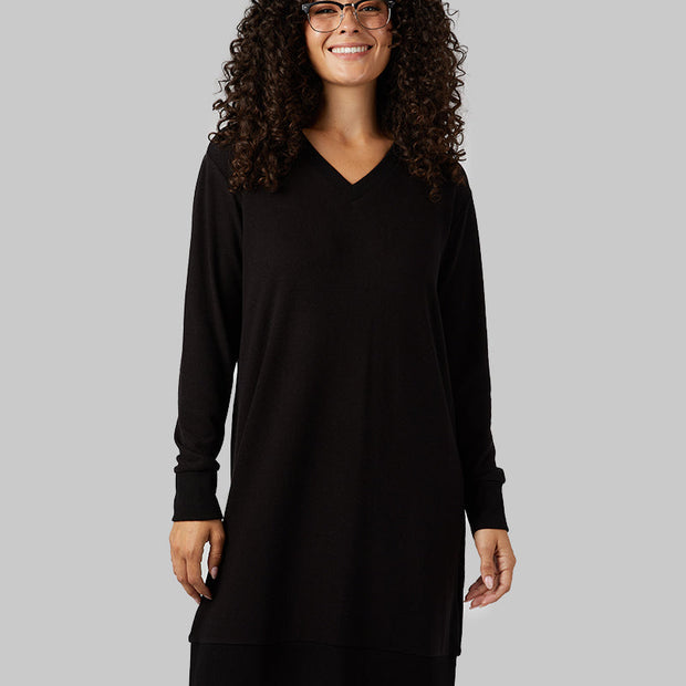 WOMEN'S SOFT SWEATER KNIT VNECK DRESS