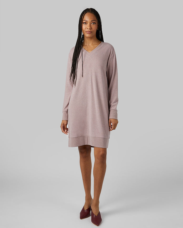 WOMEN'S SOFT SWEATER KNIT VNECK DRESS