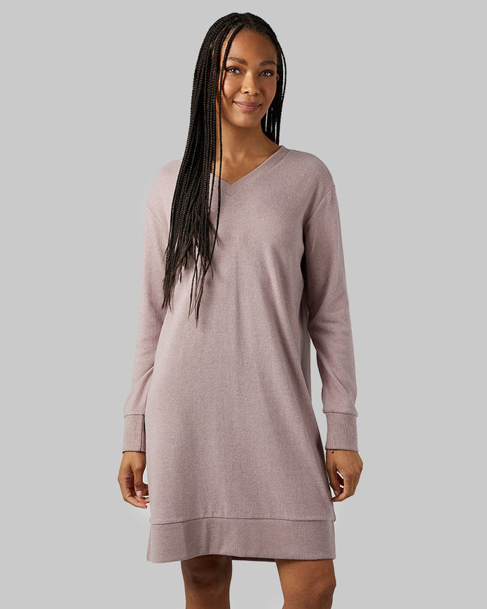 WOMEN'S SOFT SWEATER KNIT VNECK DRESS
