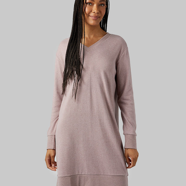 WOMEN'S SOFT SWEATER KNIT VNECK DRESS
