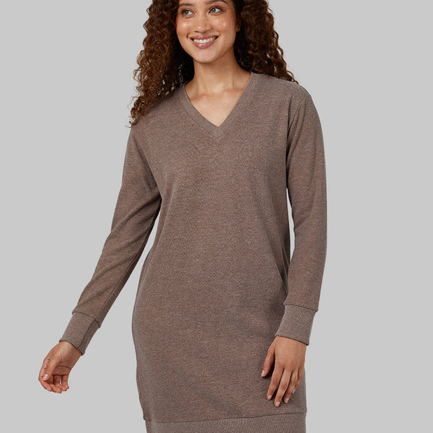 WOMEN'S SOFT SWEATER KNIT VNECK DRESS