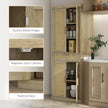 72-Inch Oak Rattan Pantry Cabinet with Doors, Drawer, and Adjustable Shelves